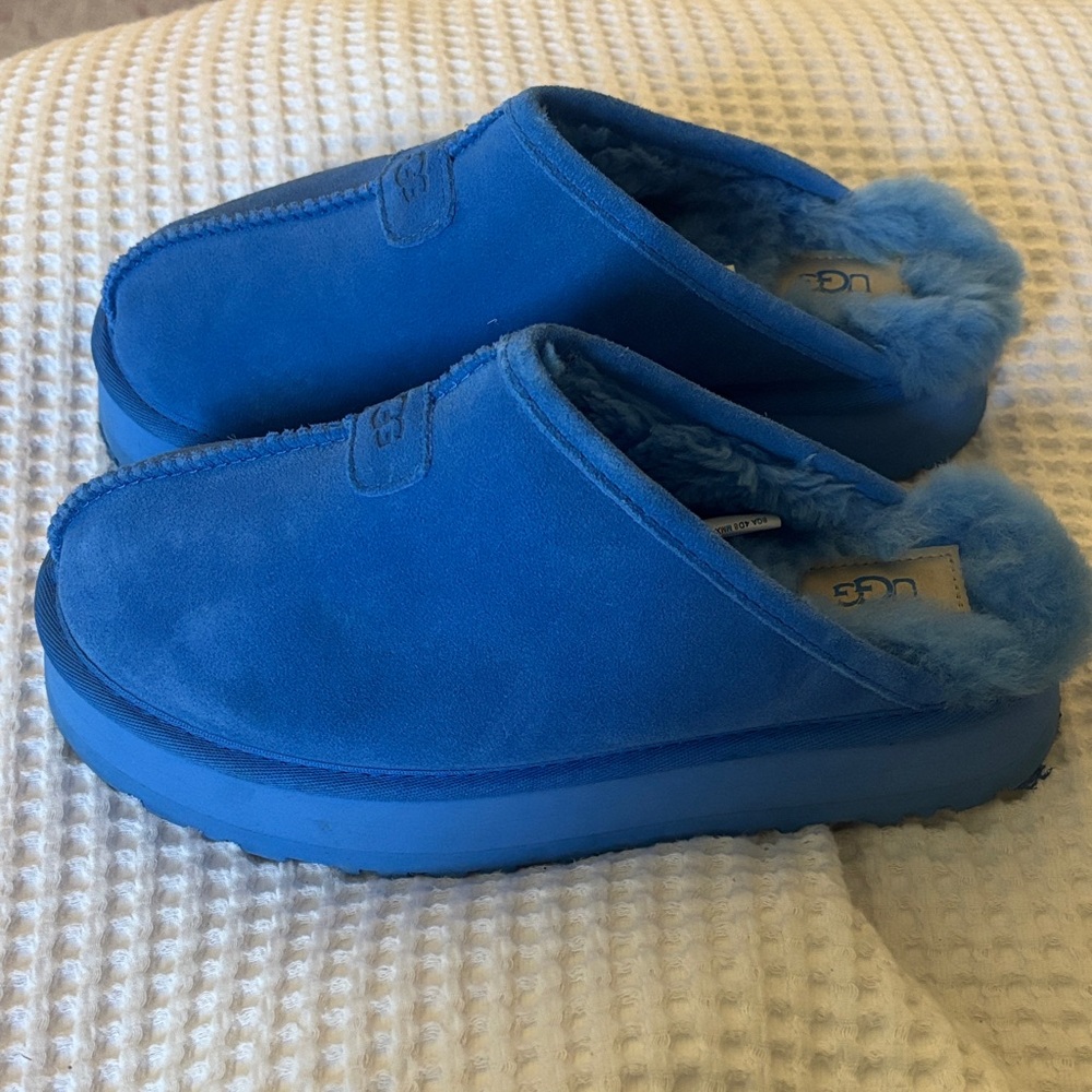UGG Vibrant Blue Suede Slippers